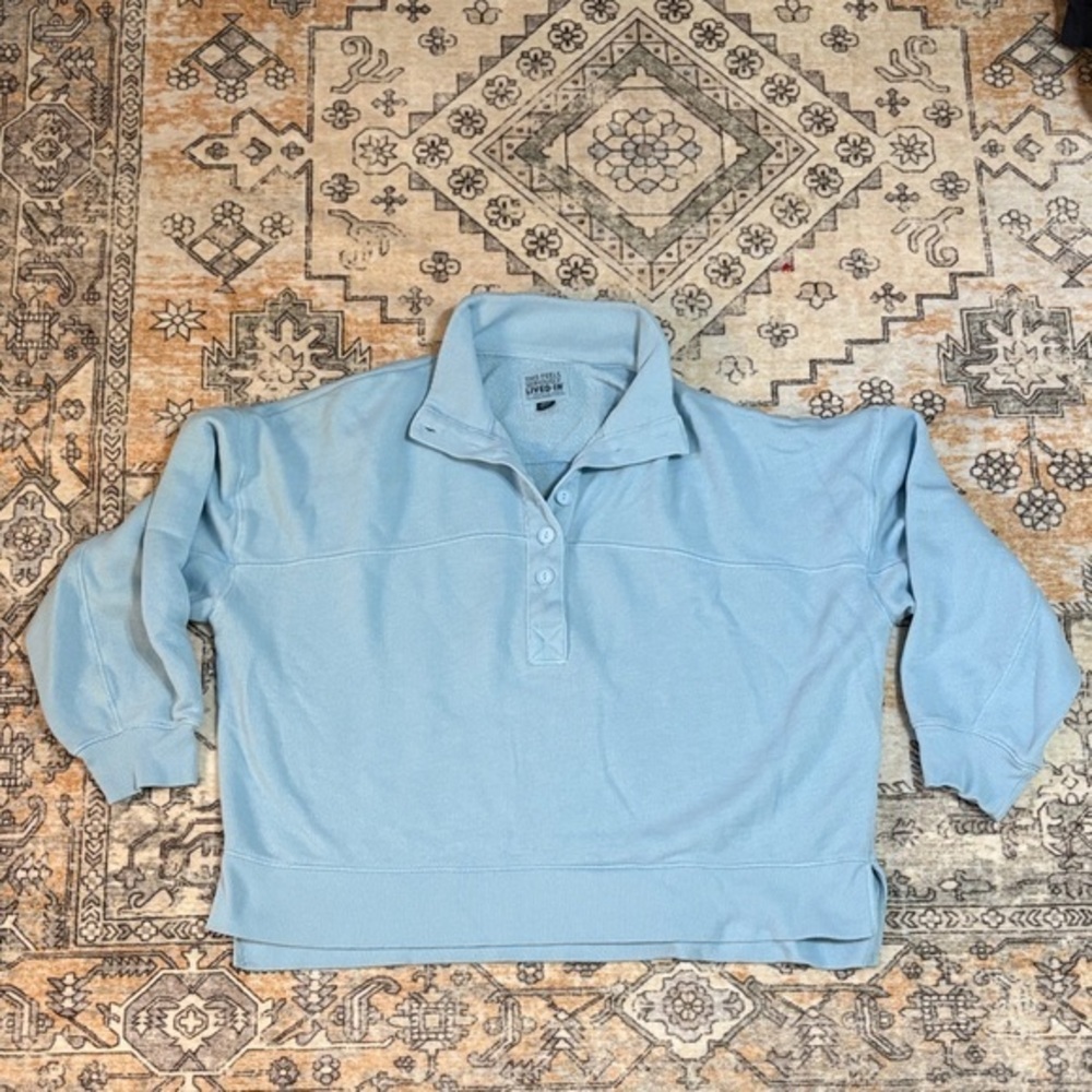 AMERICAN EAGLE M Big Hug Henley Sweatshirt powder blue-“Lived-In” Collection